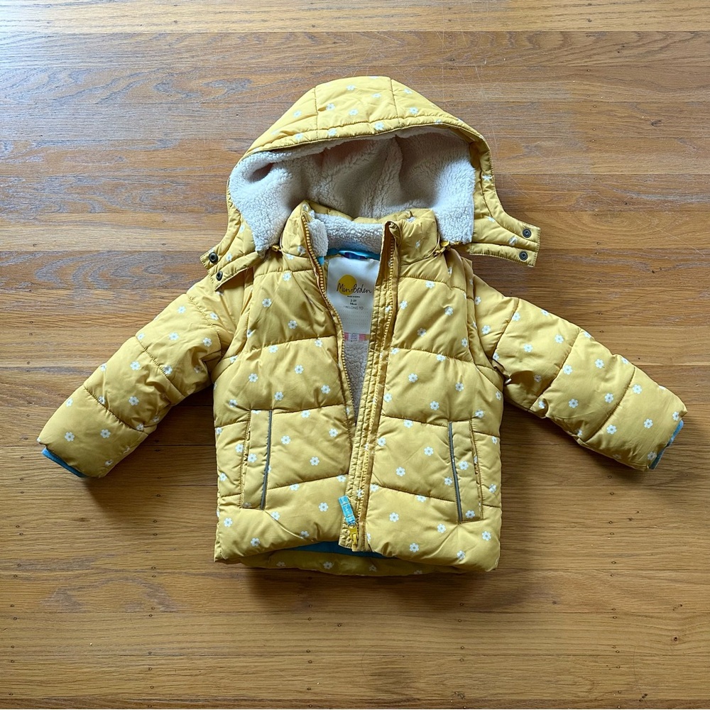 Mini Boden Yellow Floral Hooded Jacket